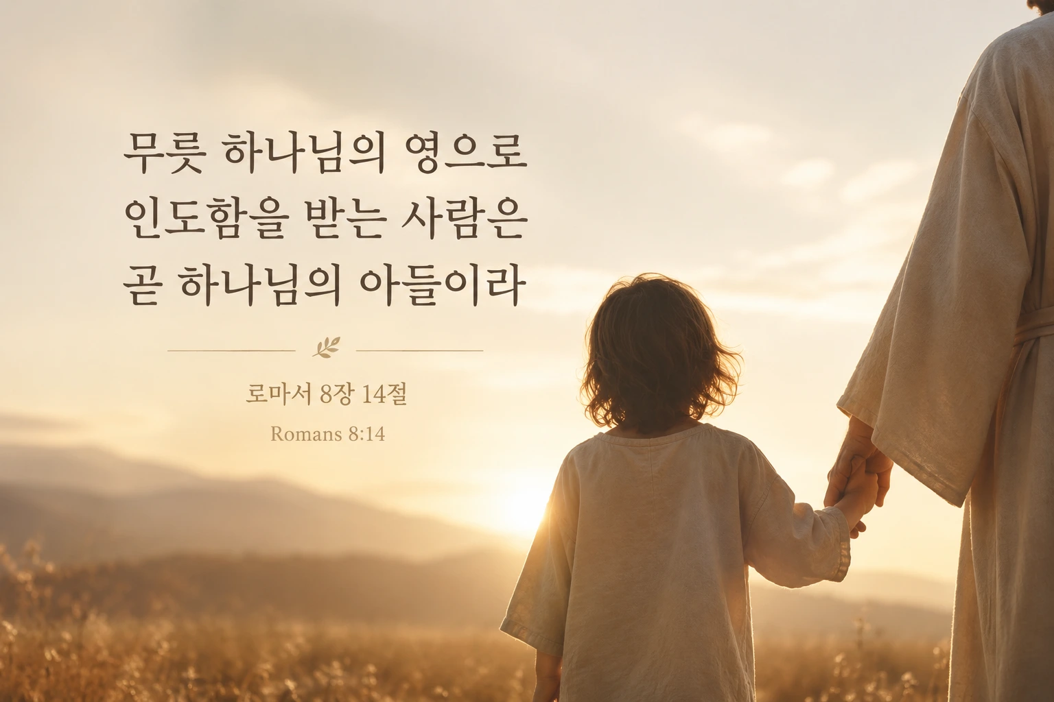 로마서 8장 14절 묵상 이미지, 육신의 한계를 넘는 성령의 인도하심