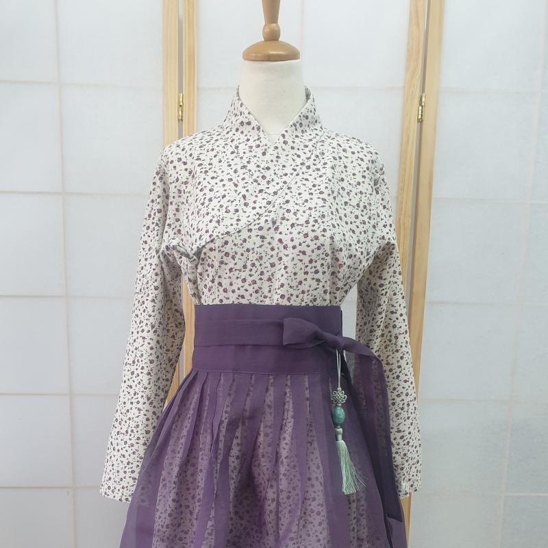 겨울생활한복 면기모 철릭원피스 러블리퍼플