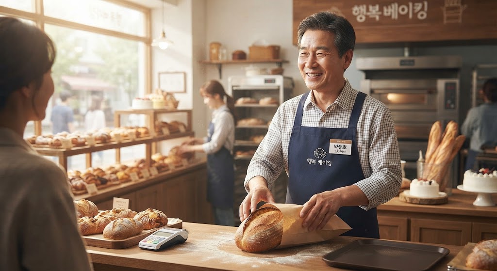 60세 어르신이 빵집에 취업한 모습