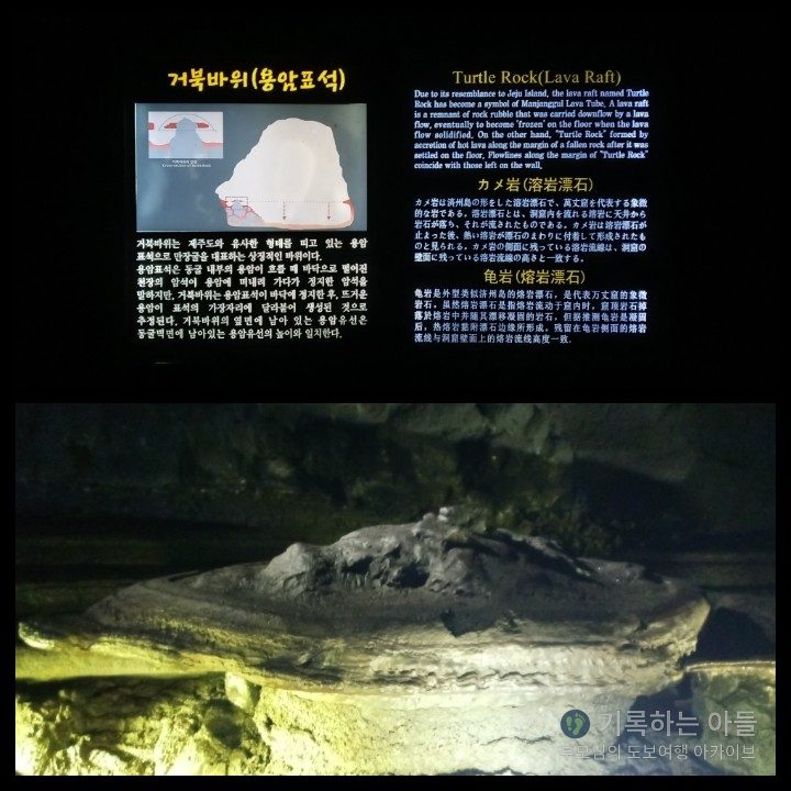 만장굴 내부의 거북 모양 용암표석