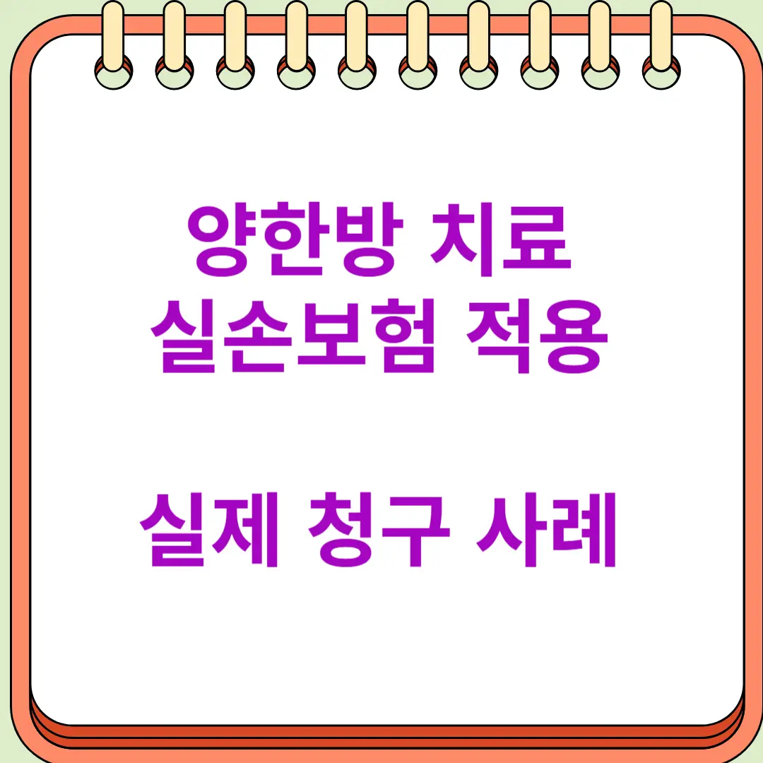 양한방 치료 실손보험&nbsp;적용 실제 청구 사례