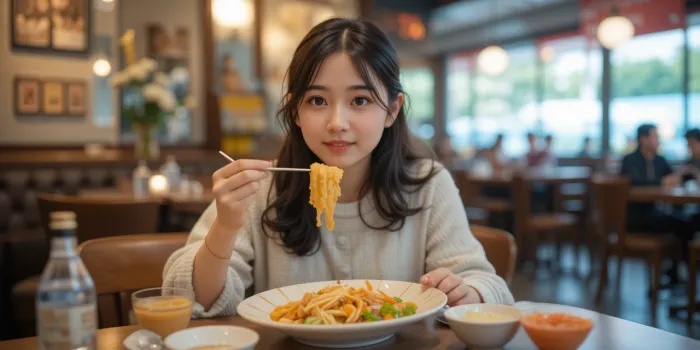 위내시경 후 죽을 먹으며 회복 중인 여성 환자