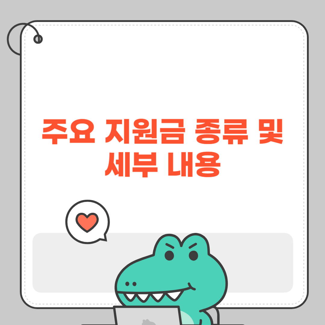 주요 지원금 종류 및 세부 내용