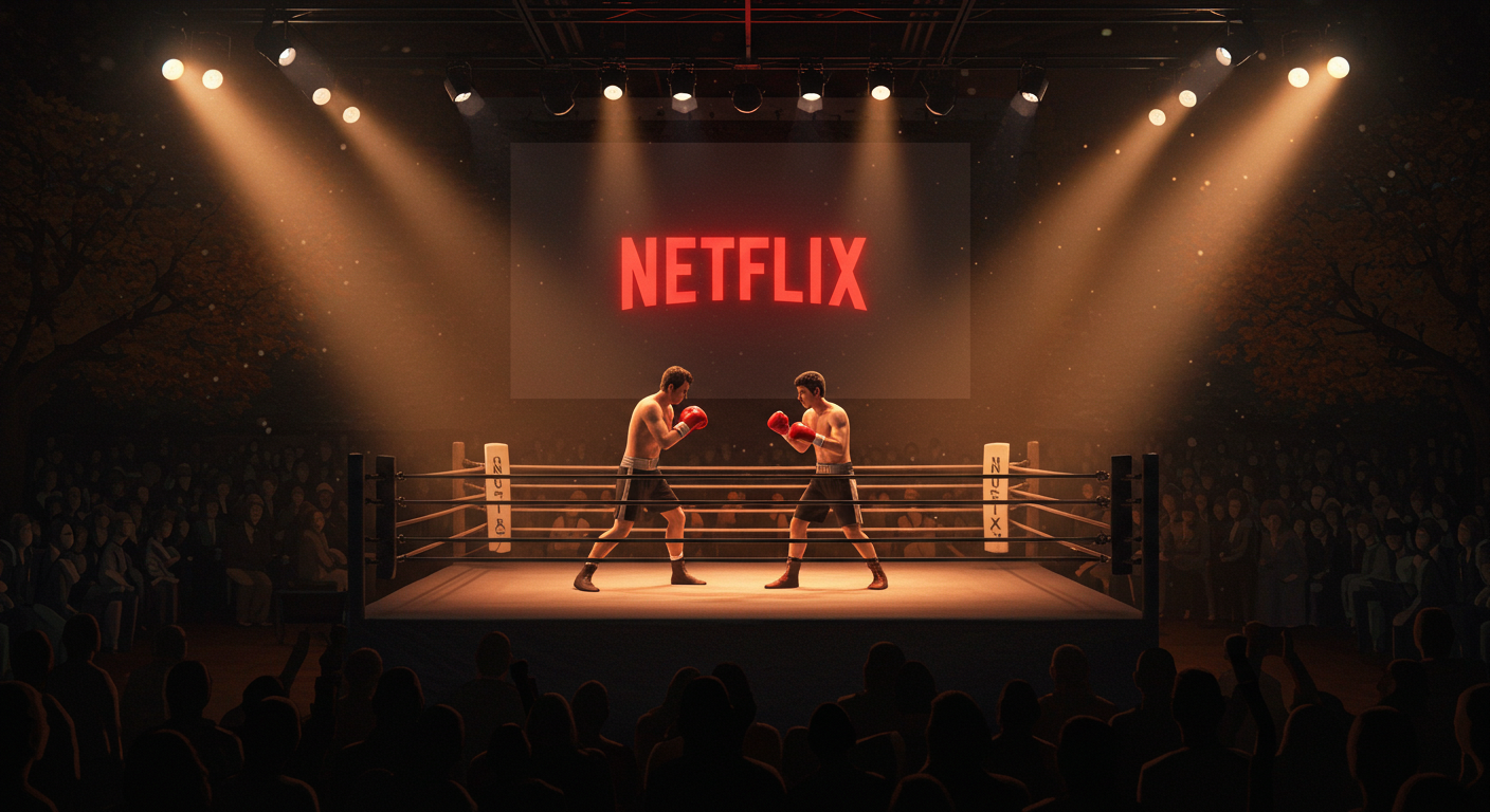 넷플릭스 복싱 생중계를 상징하는 링과 선수들의 대결 장면