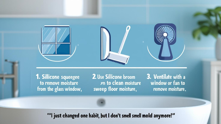 샤워 후 유리벽과 바닥 물기를 제거하는 실리콘 도구 사용법