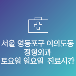서울 영등포구 여의도동 정형외과 주말 토요일 일요일 문여는 병원 진료시간