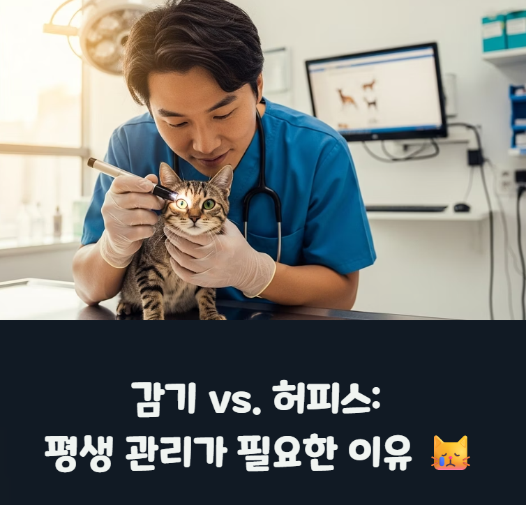 고양이를 진료 중인 수의사의 모습