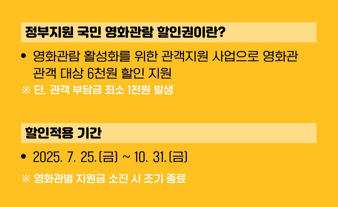 2025 영화관람권 6,000원 할인! CGV&middot;메가박스 등 여름 영화 대축제