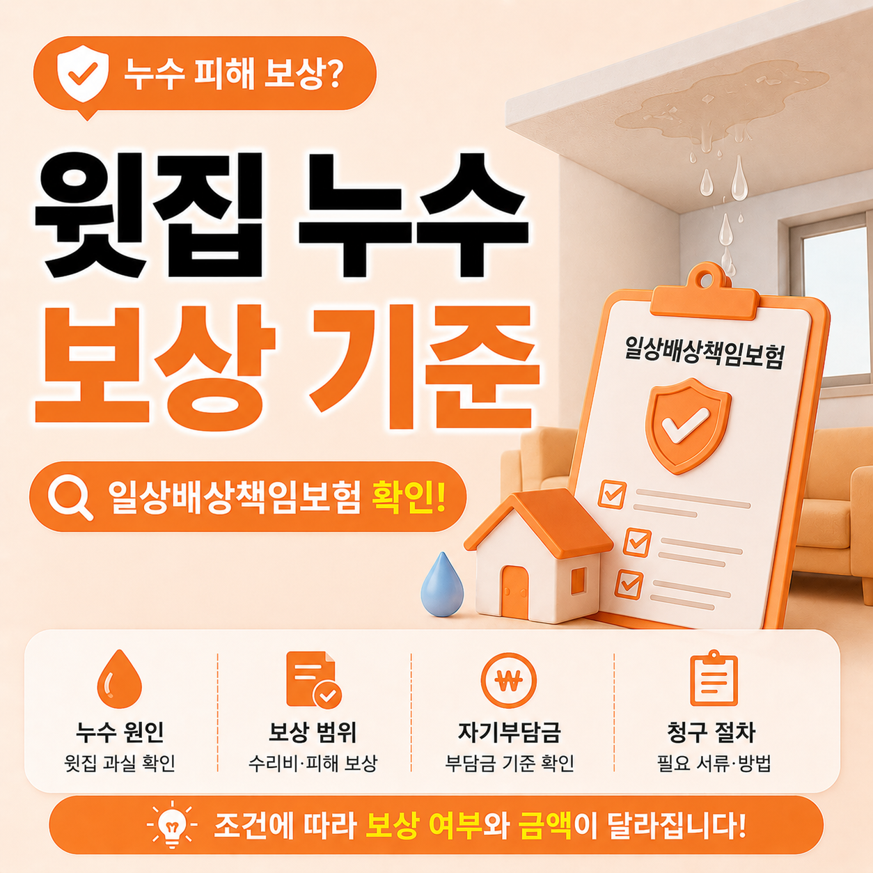 윗집 누수 피해 보상 기준 안내 이미지