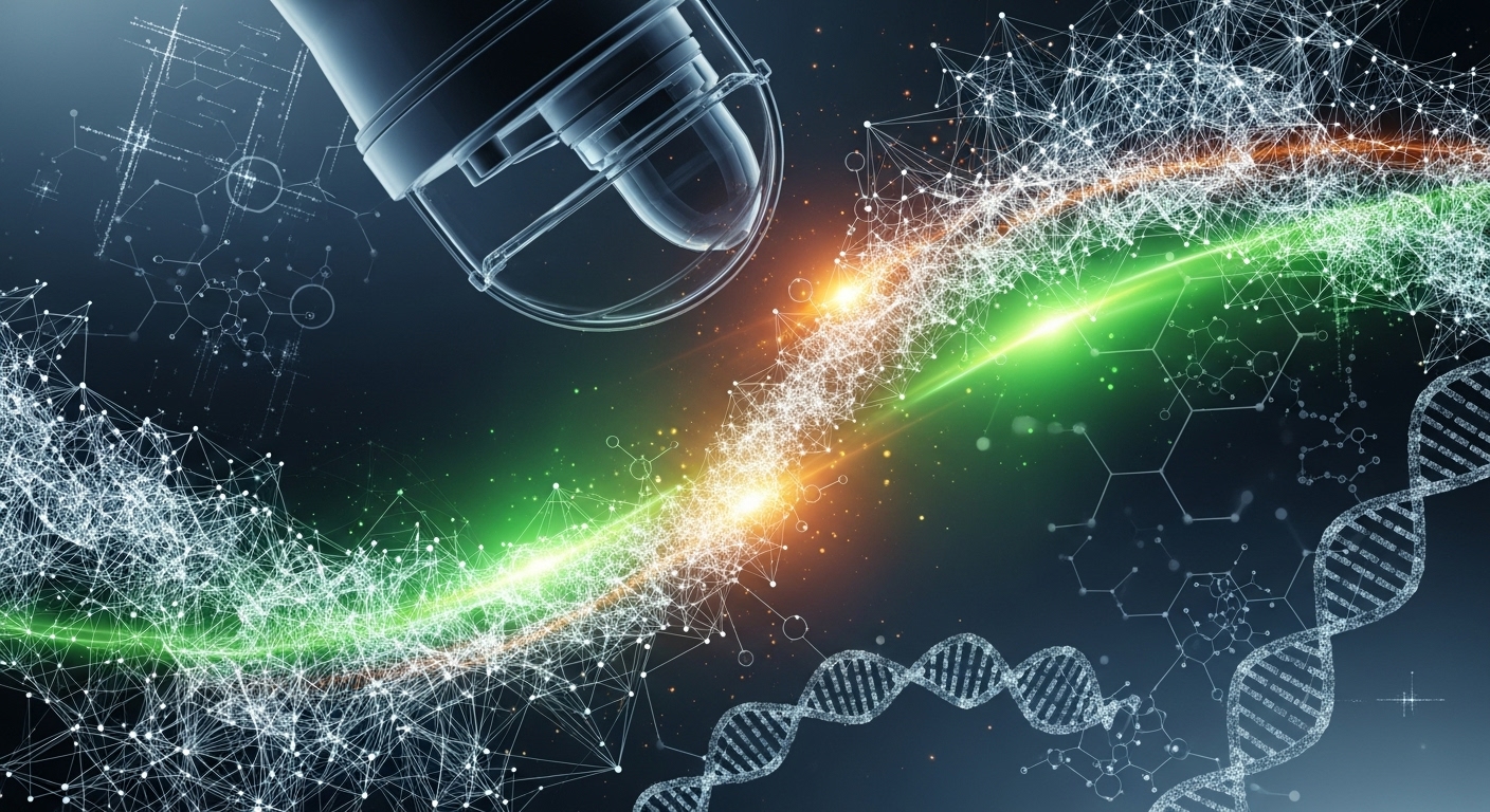 면역 세포 치료, 센올리틱스 등 최첨단 면역력 강화 과학 기술을 상징하는 추상적인 이미지.
