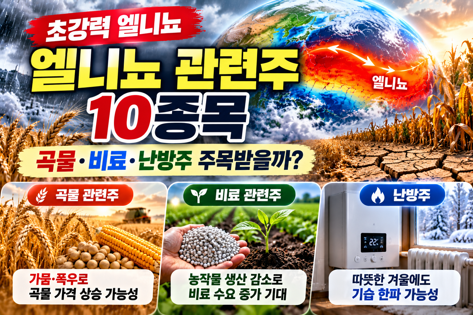 2026 초강력 엘니뇨 관련주 10종목 곡물 비료 난방주 분석