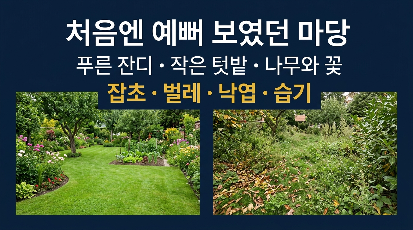 처음에 예뻐보이지만, 잡초가 자라기 시작함
