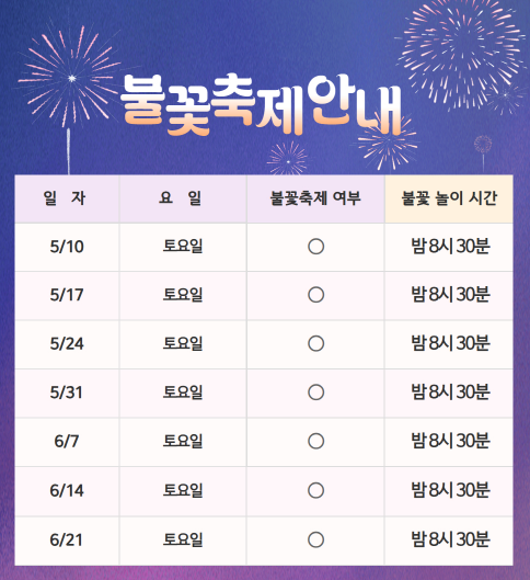 2025 피나클랜드 불꽃축제 총정리