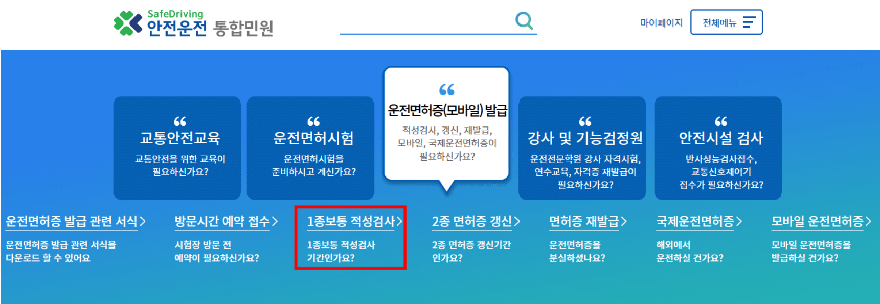 1종보통 적성검사 사진