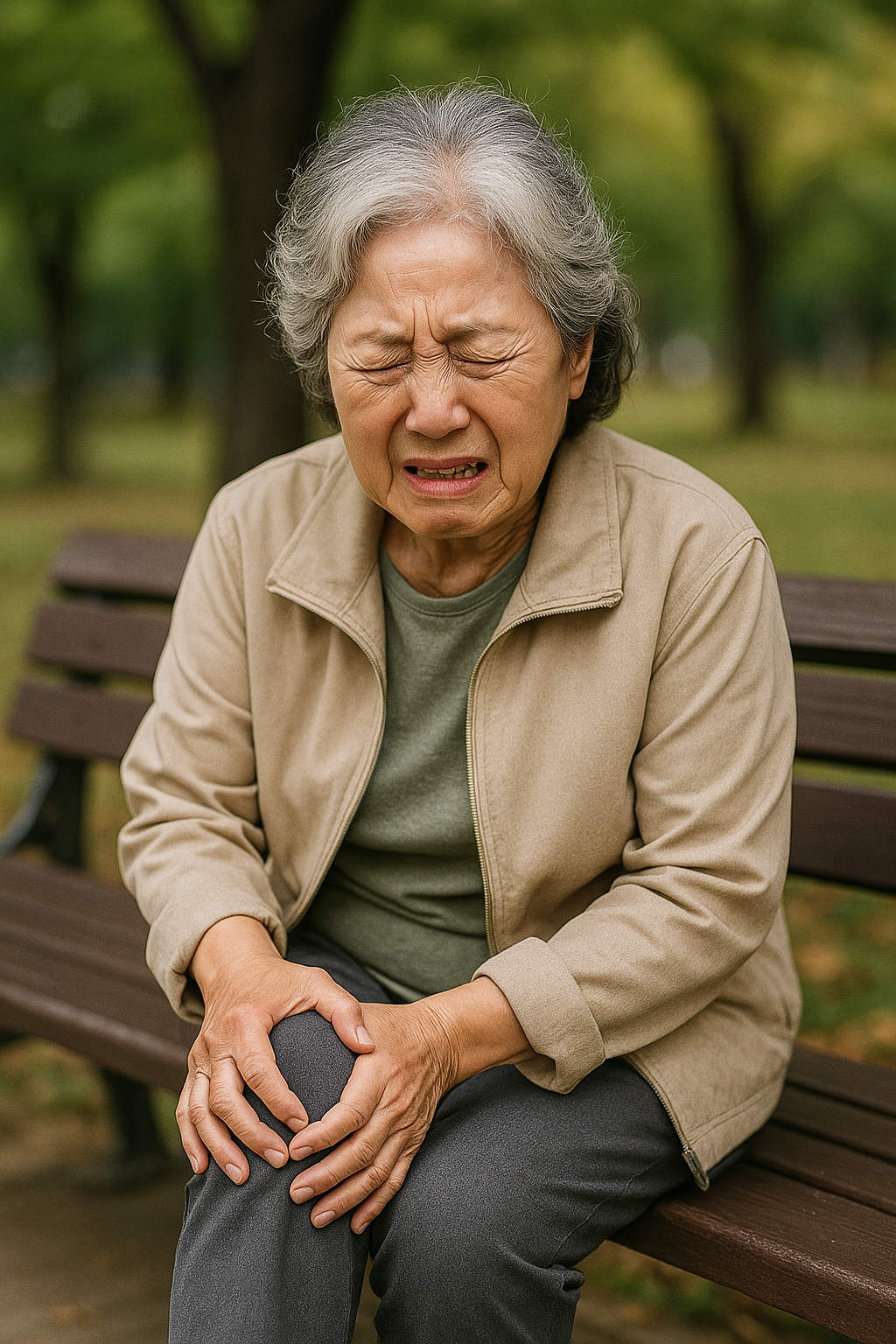 무릎통증으로 괴로워하는 시니어