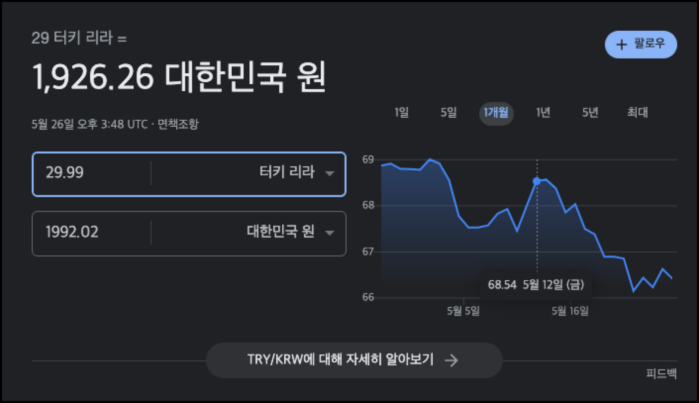 유튜브 리라 환전