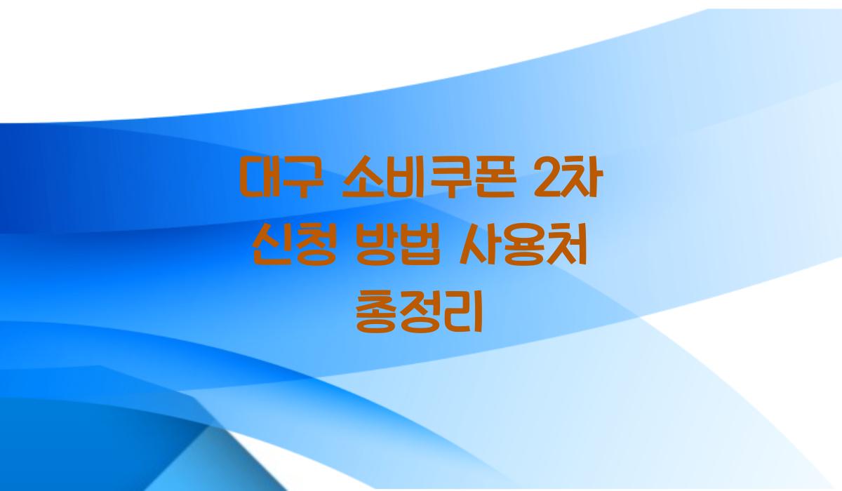 대구 소비쿠폰 2차 신청 방법 사용처 총정리