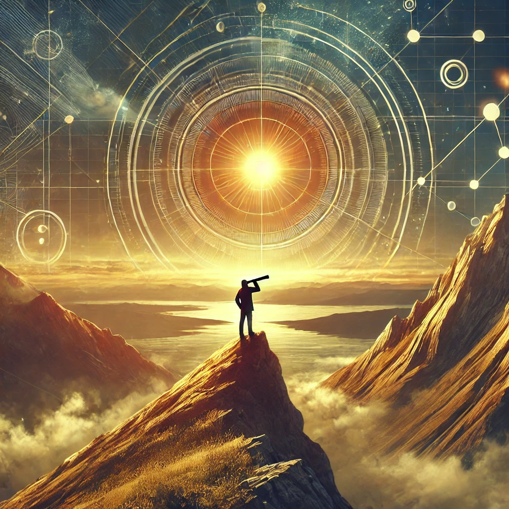 롱텀 사고를 상징하는 나침반, 『롱뷰』 책 표지와 장기적 인생 설계를 떠올리게 하는 이미지