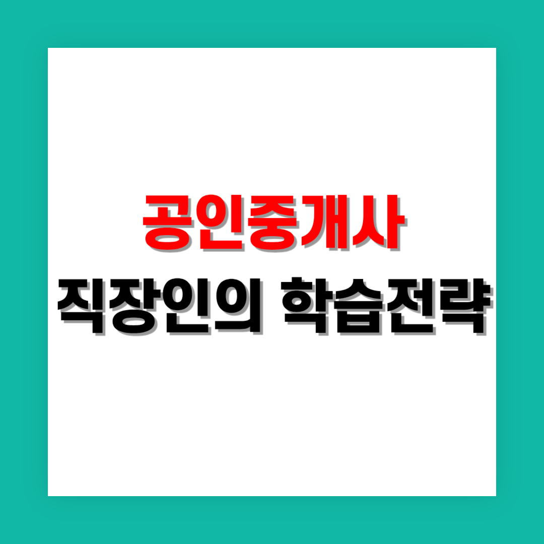 공인중개사 직장인 학습 전략