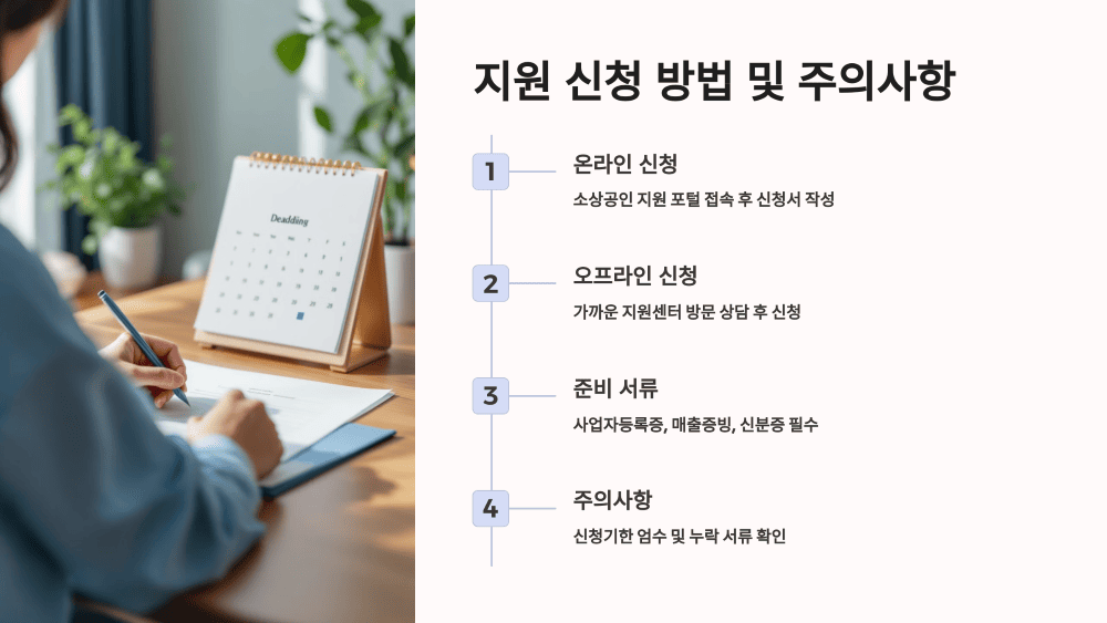 지원 신청 방법 및 주의사항