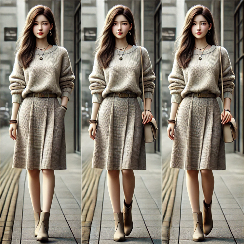 니트 스커트 세트 코디