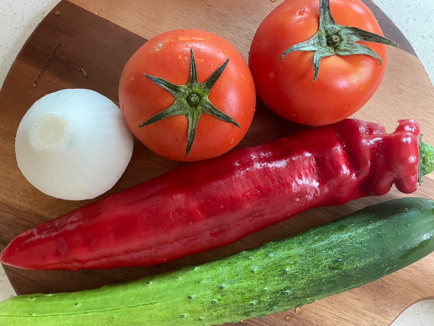 가스파초 만들기 - 재료 준비, 토마토, 수박, 파프리카, 오이, 양파