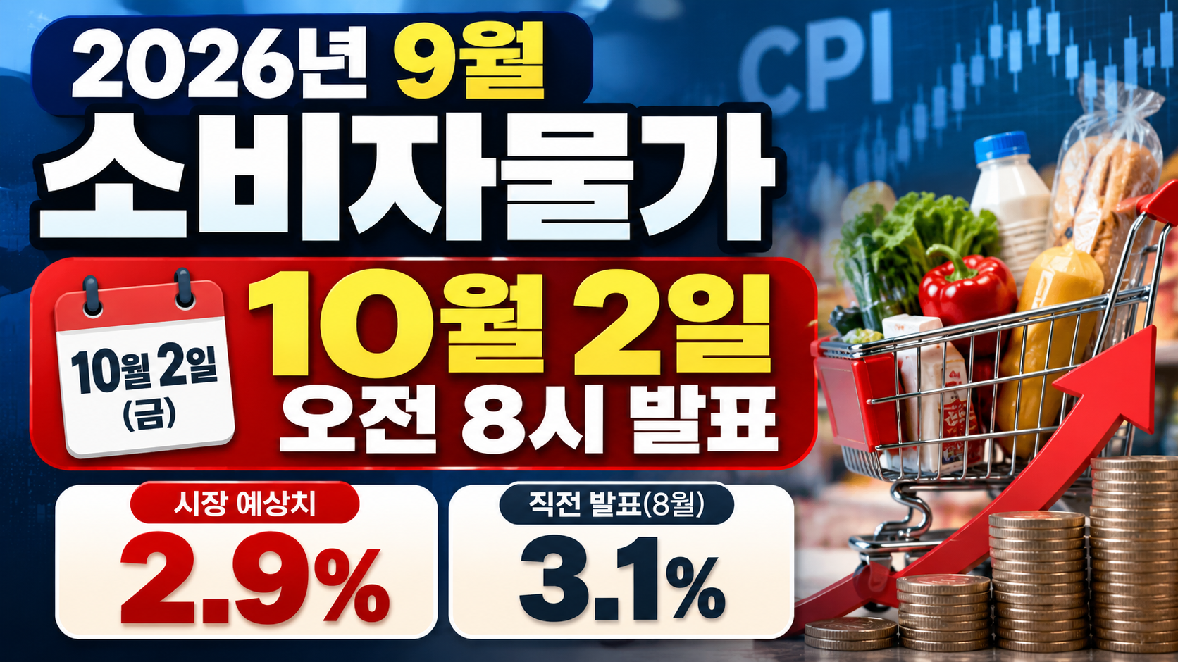 2026년 9월 소비자물가 발표일, 10월 2일 오전 8시