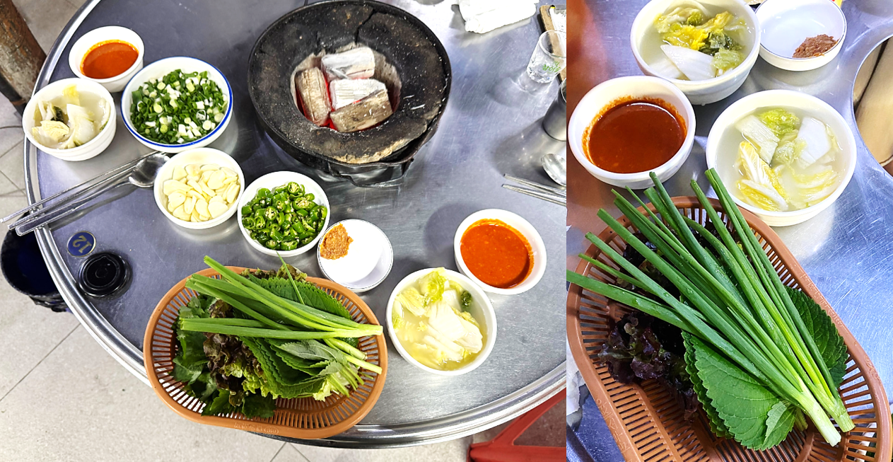 진해숯불막창의 기본 상차림