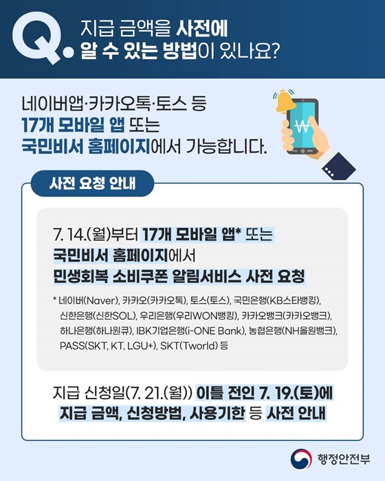 민생회복 소비쿠폰 Q&amp;A 관련 이미지