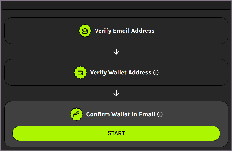 이메일과 지갑 확정 시작 화면