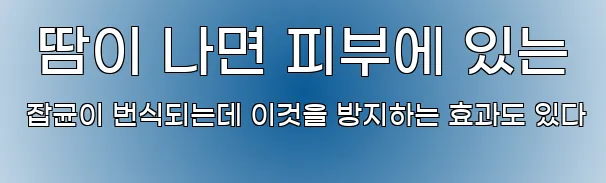  땀이 나면 피부에 있는 잡균이 번식되는데 이것을 방지하는 효과도 있다