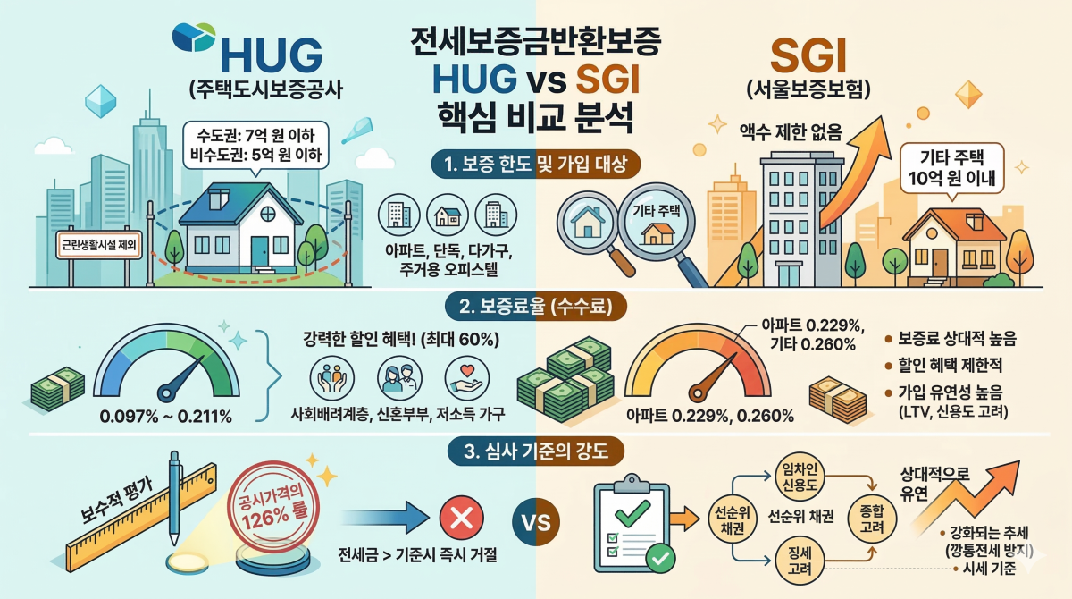 Comparison table of HUG and SGI deposit insurance features