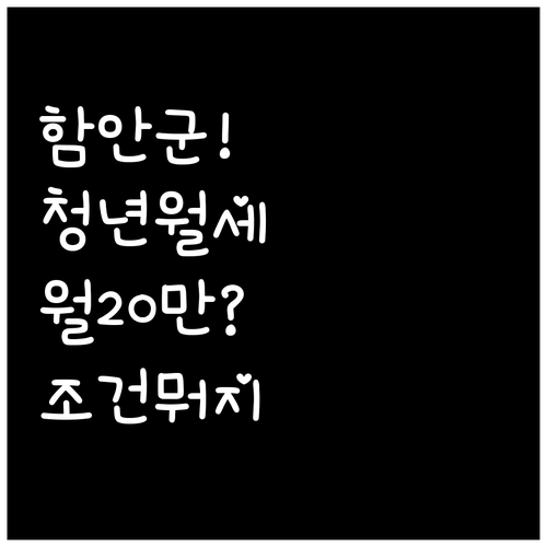함안군 청년월세 2026년 월 20만..