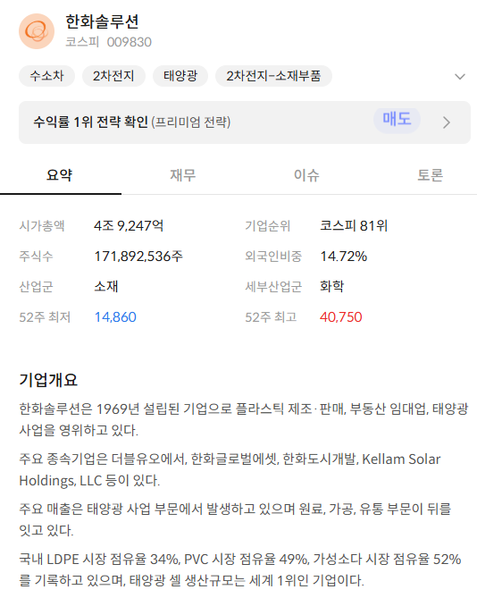 한화솔루션 주가 전망