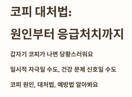 코피 대처법! 원인부터 응급처치까지