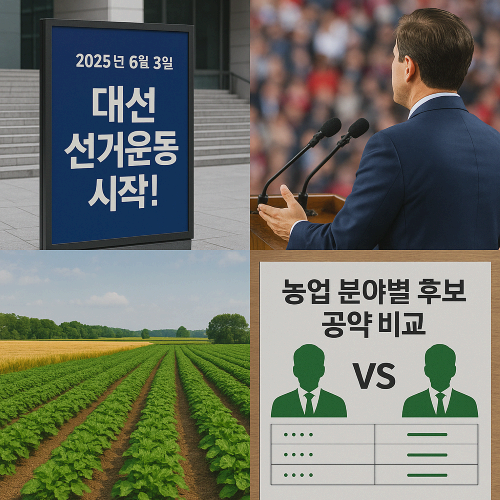 2025년 6월 3일 대선 선거운동 시작!농업 분야별 후보 공약 비교