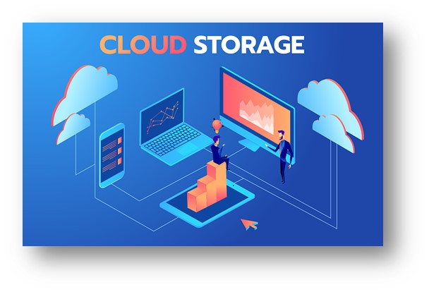 아이클라우드와 같은 클라우드 저장 개념을 나타낸 그림