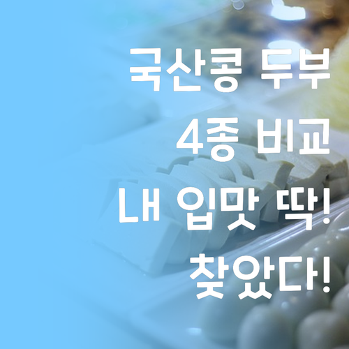 국산콩 두부 4종 비교 추천 내 입맛..