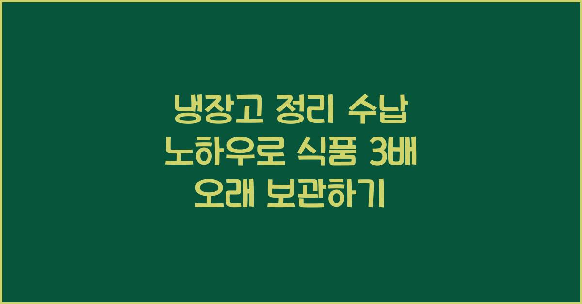냉장고 정리 수납 노하우