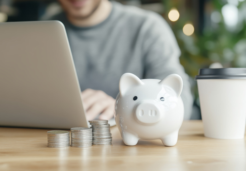 스마트폰으로 은행 계좌와 포인트를 확인하는 모습