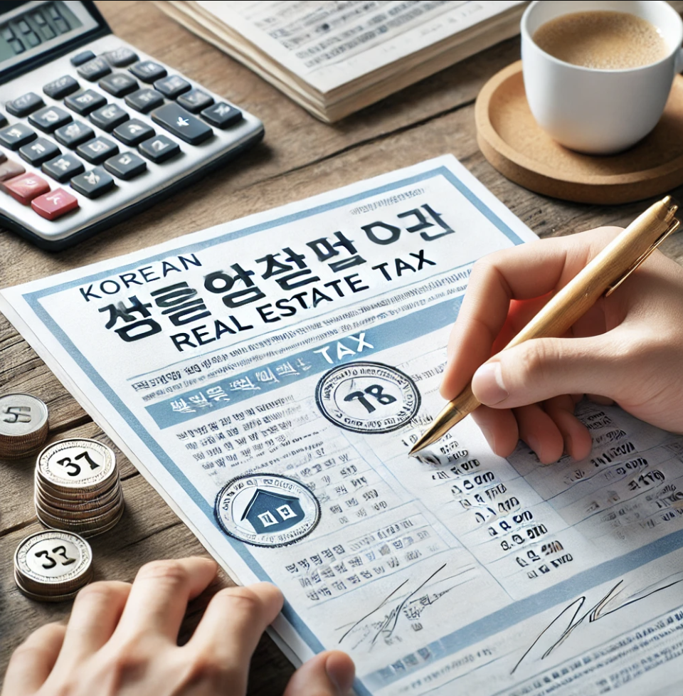 세금문서를 검토하며 서명하려는 모습