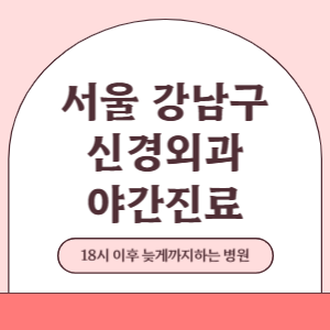 서울 강남구 야간진료 신경외과 병원 (18시 이후 늦게까지하는 병원)