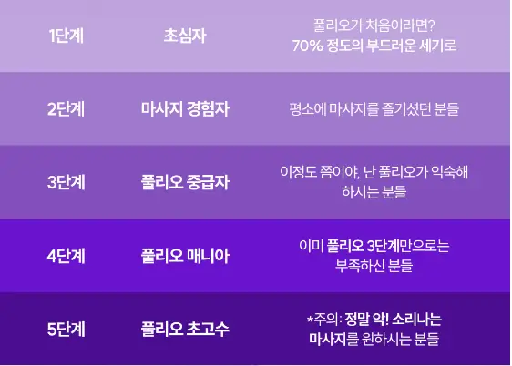 풀리오 5단계 마사지 강도