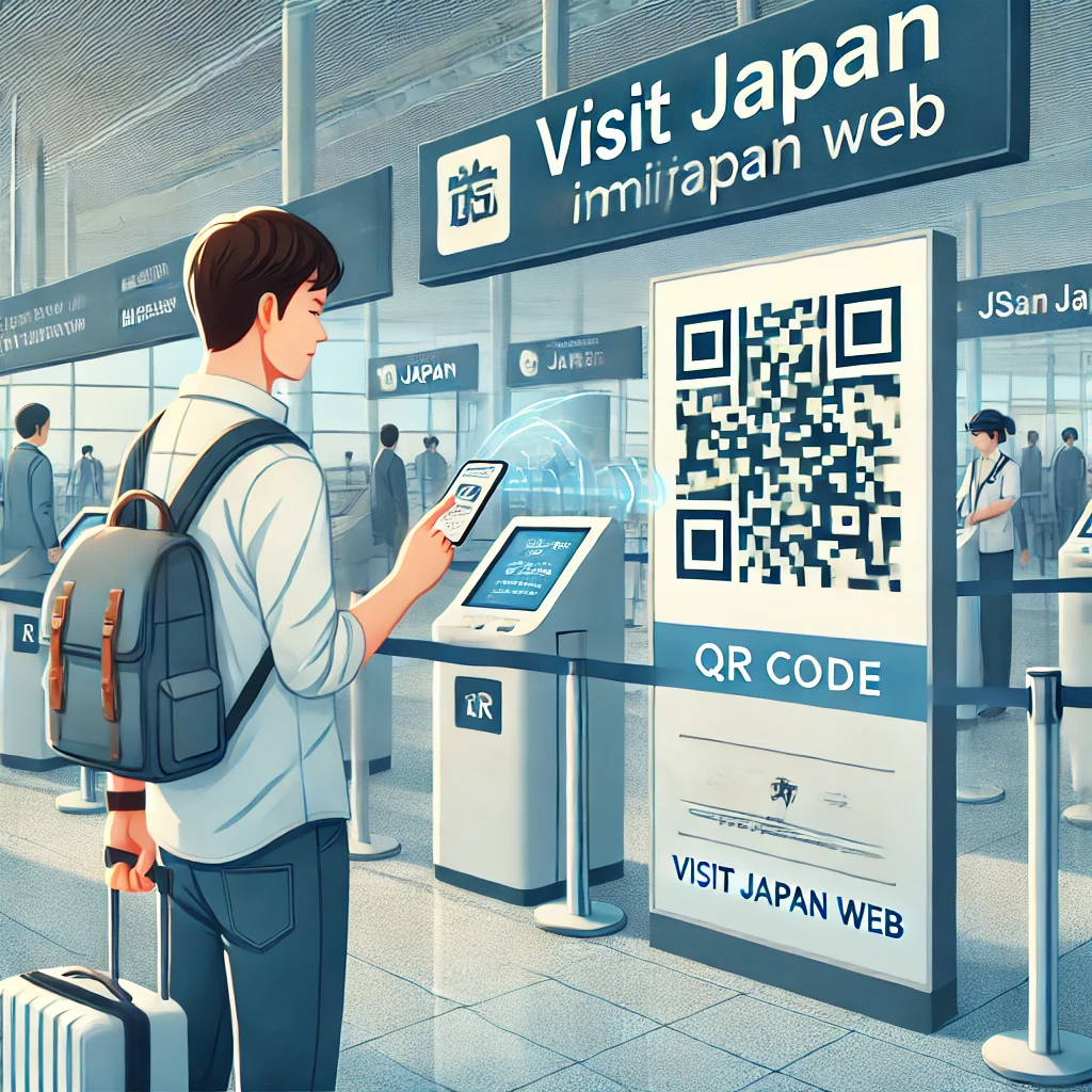 공항에서 비짓재팬웹을 이용하는 모습