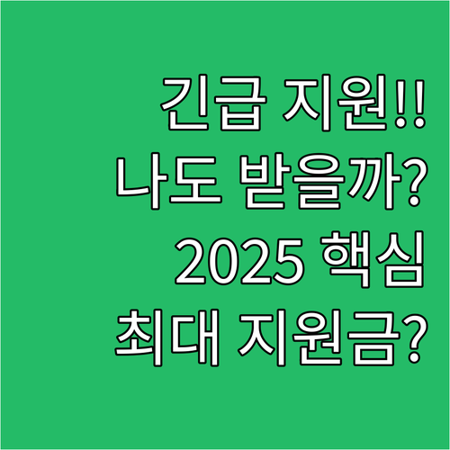 나도 받을 수 있을까 2025 긴급복..