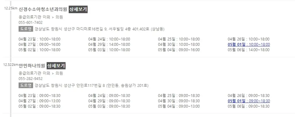 일요일 병원 문 여는 곳