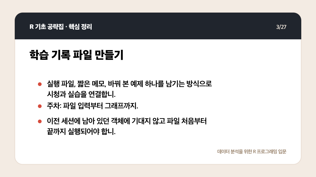 R 무료 강의 독학 계획: 4주 동안 코드가 남는 공부법 핵심 정리 3