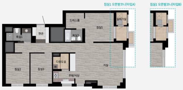 래미안 원펜타스 84C&amp;#44; 84D 평면도