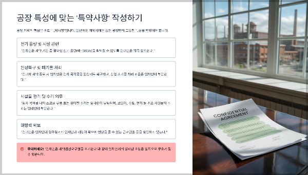 공장 특성에 맞는 특약사항 작성하기