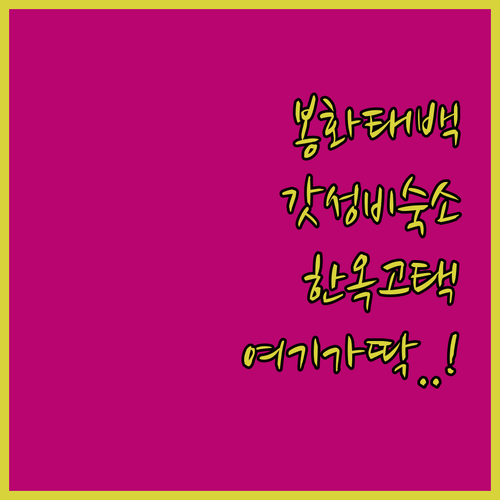 봉화 태백 여행 숙소 추천 가성비 호..